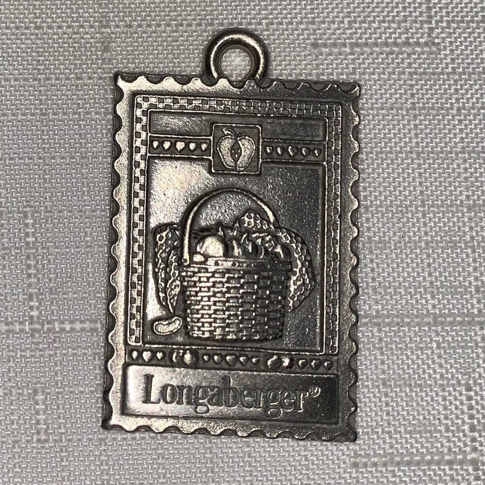 🆕 RARE Longaberger Apple Basket Pewter Silver Hang Tag Charm Decoration Harvest